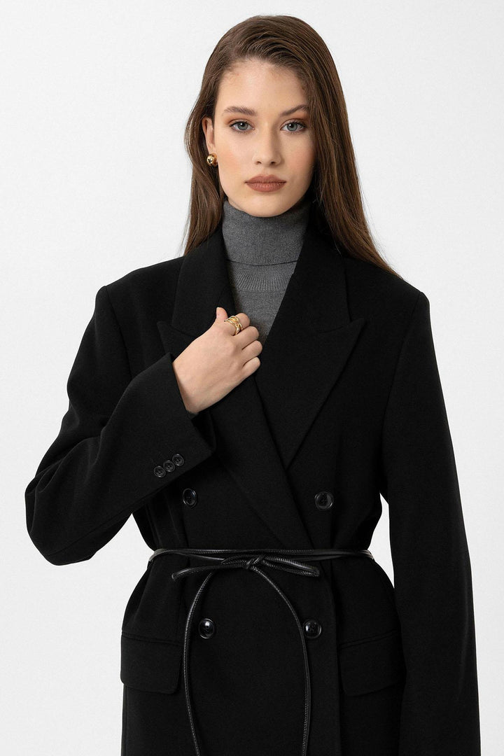 ANT Antioch Black Women's Belted Wrap Coat - Barnet