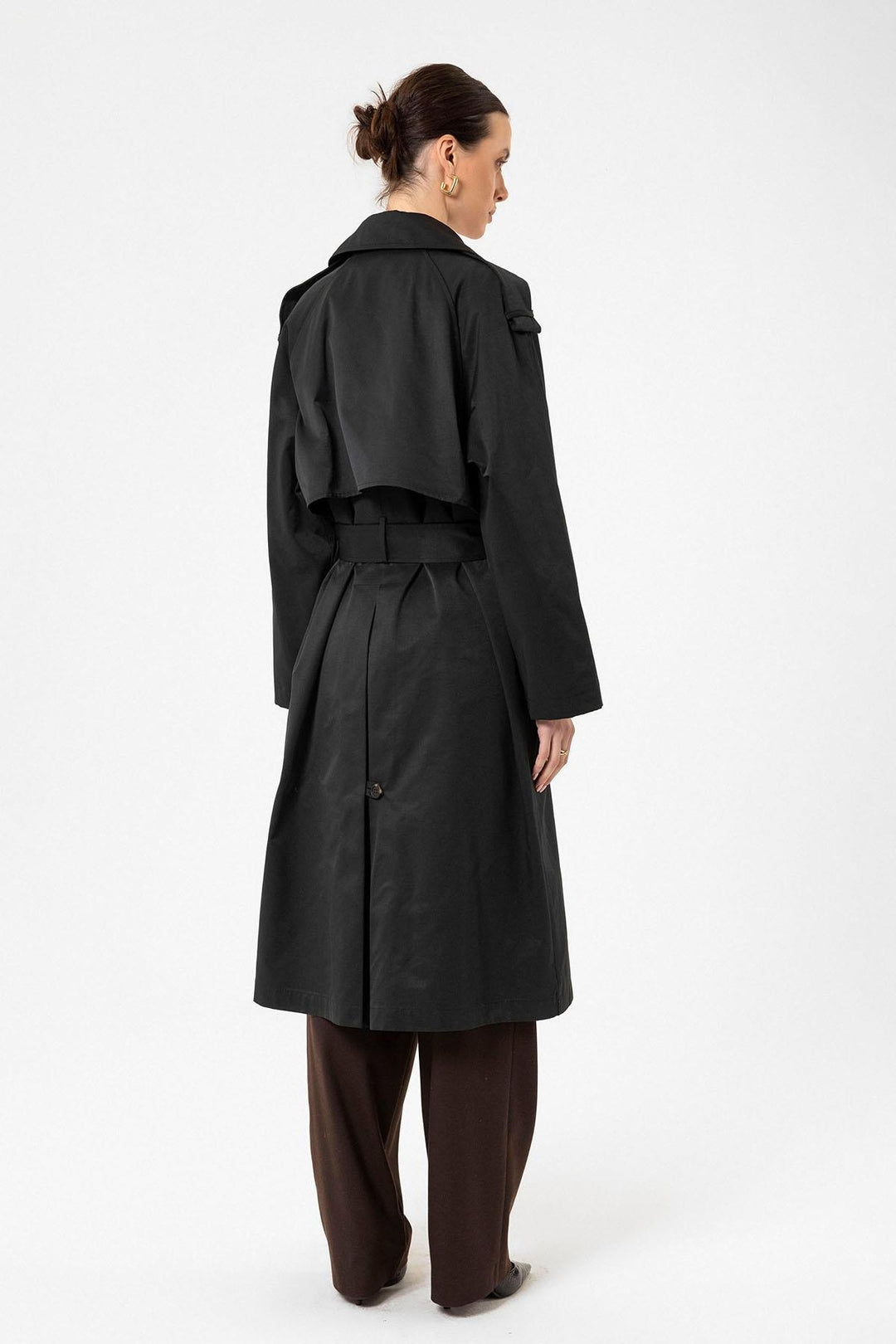 ANT Antioch Black Women's Belted Long Trench Coat - Bitterfeld