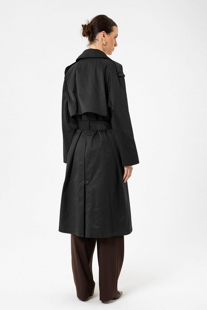 ANT Antioch Black Women's Belted Long Trench Coat - Bitterfeld