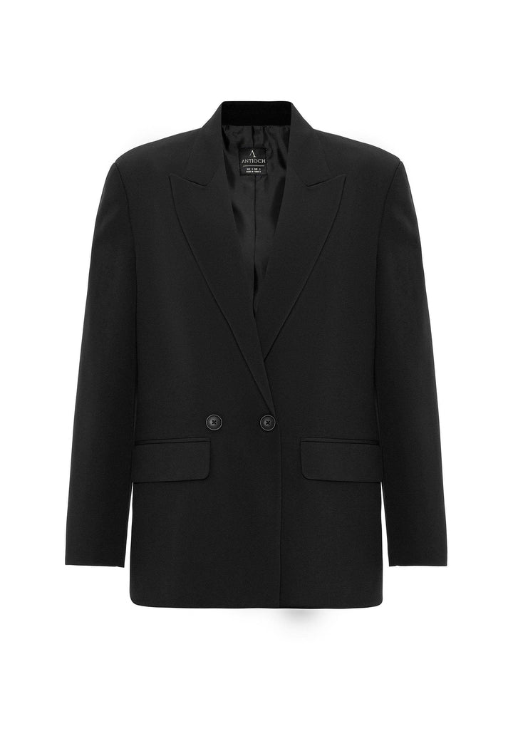 ANT Antioch Siyah Kadın Kruvaze Kapama Oversize Blazer Ceket - High Point