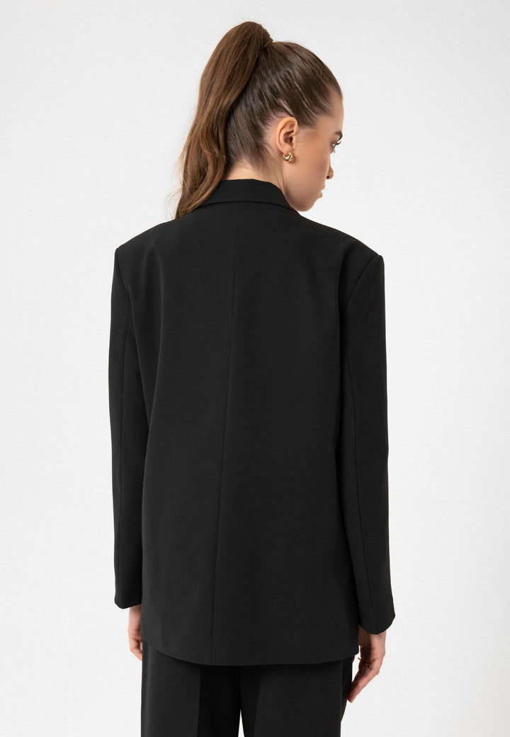 ANT Antioch Siyah Kadın Kruvaze Kapama Oversize Blazer Ceket - High Point