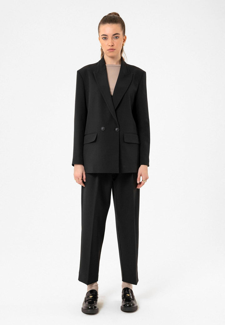 ANT Antioch Siyah Kadın Kruvaze Kapama Oversize Blazer Ceket - High Point
