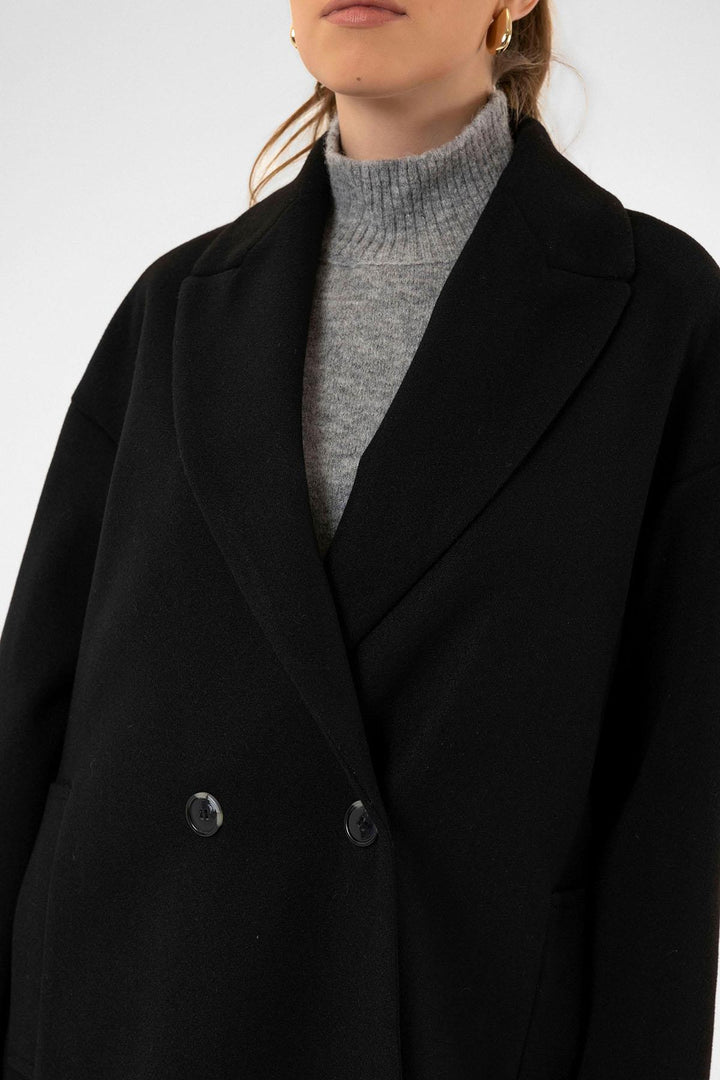 ANT Antioch Black Women's Wrap Closure Oversized Coat - Leander