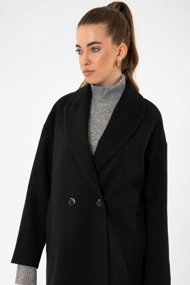 ANT Antioch Black Women's Wrap Closure Oversized Coat - Leander