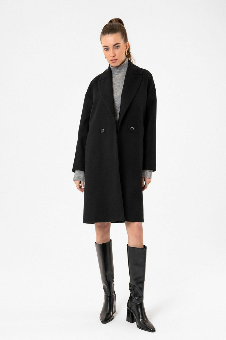 ANT Antioch Black Women's Wrap Closure Oversized Coat - Leander