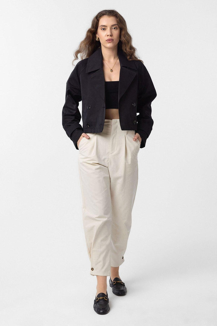 ANT Antioch Black Women's Wrap Short Trench Coat - Boucherville