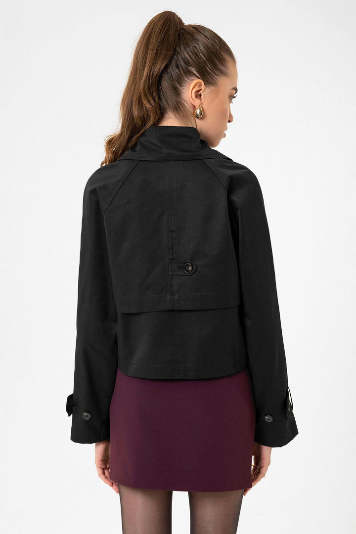 ANT Antioch Black Women's Wrap Short Trench Coat - Hackensack