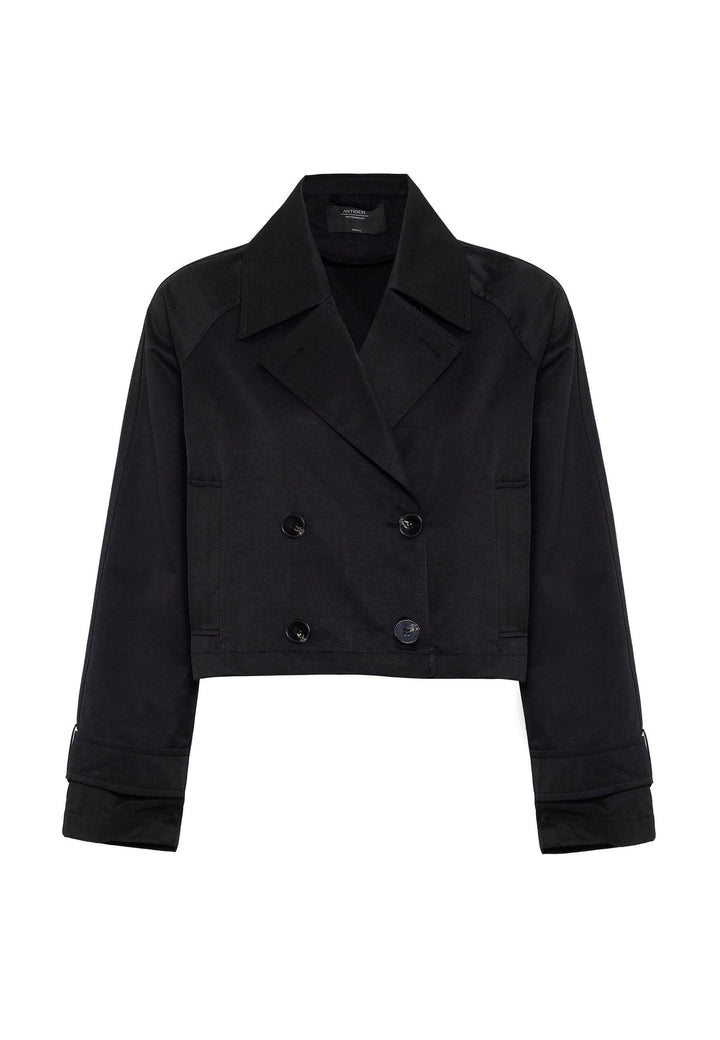 ANT Antioch Black Women's Wrap Short Trench Coat - Boucherville