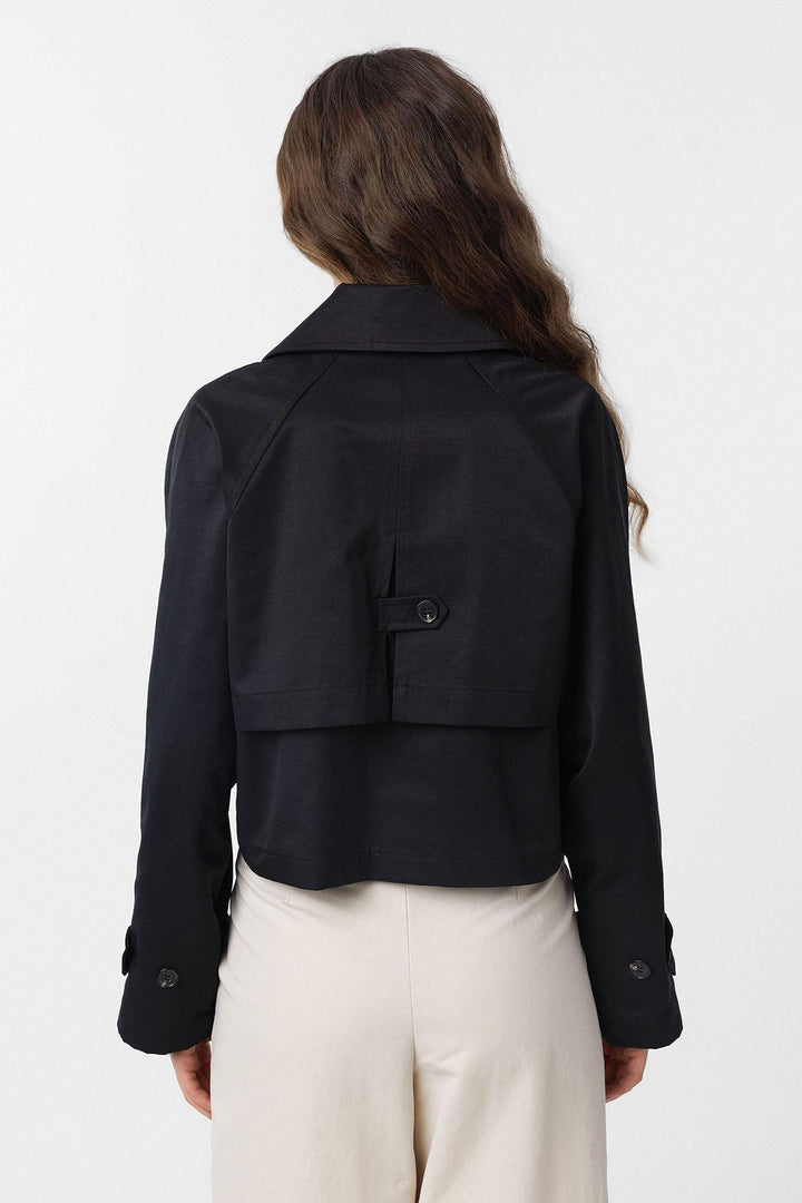 ANT Antioch Black Women's Wrap Short Trench Coat - Boucherville