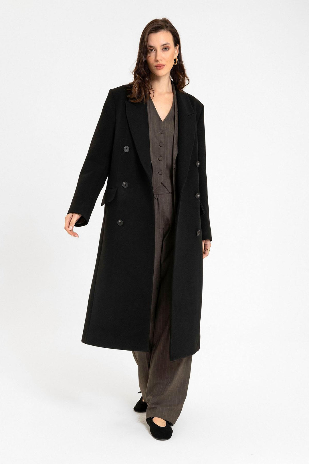 ANT Antioch Black Women's Wrap Long Coat - Acton