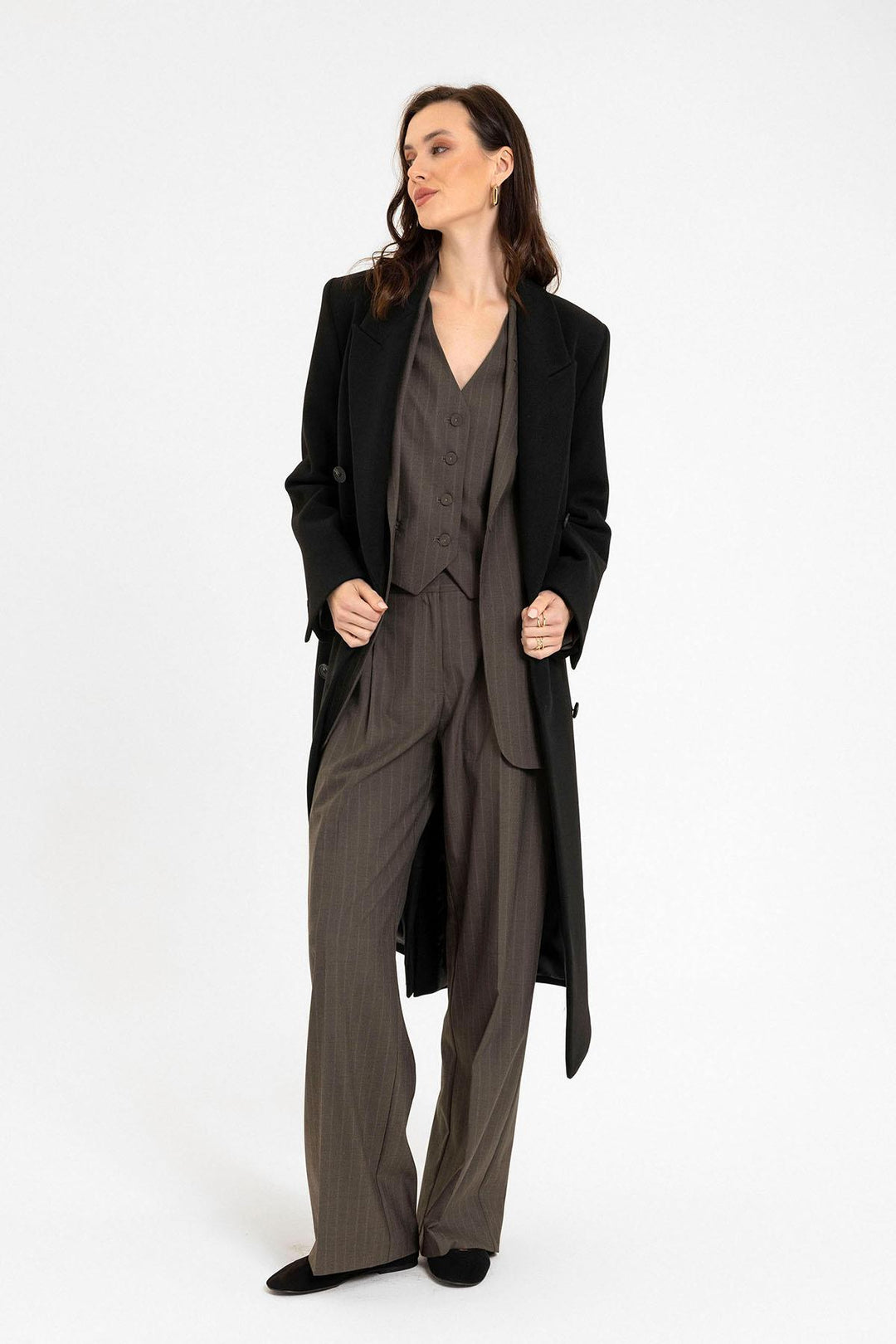 ANT Antioch Black Women's Wrap Long Coat - Acton