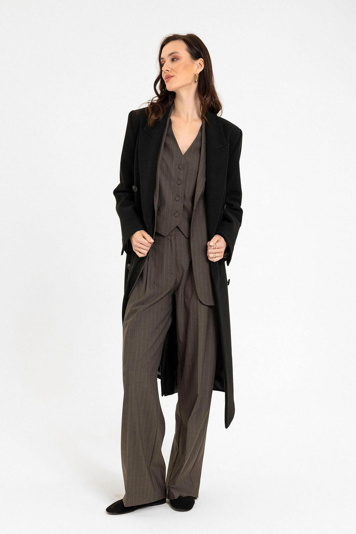ANT Antioch Black Women's Wrap Long Coat - Acton