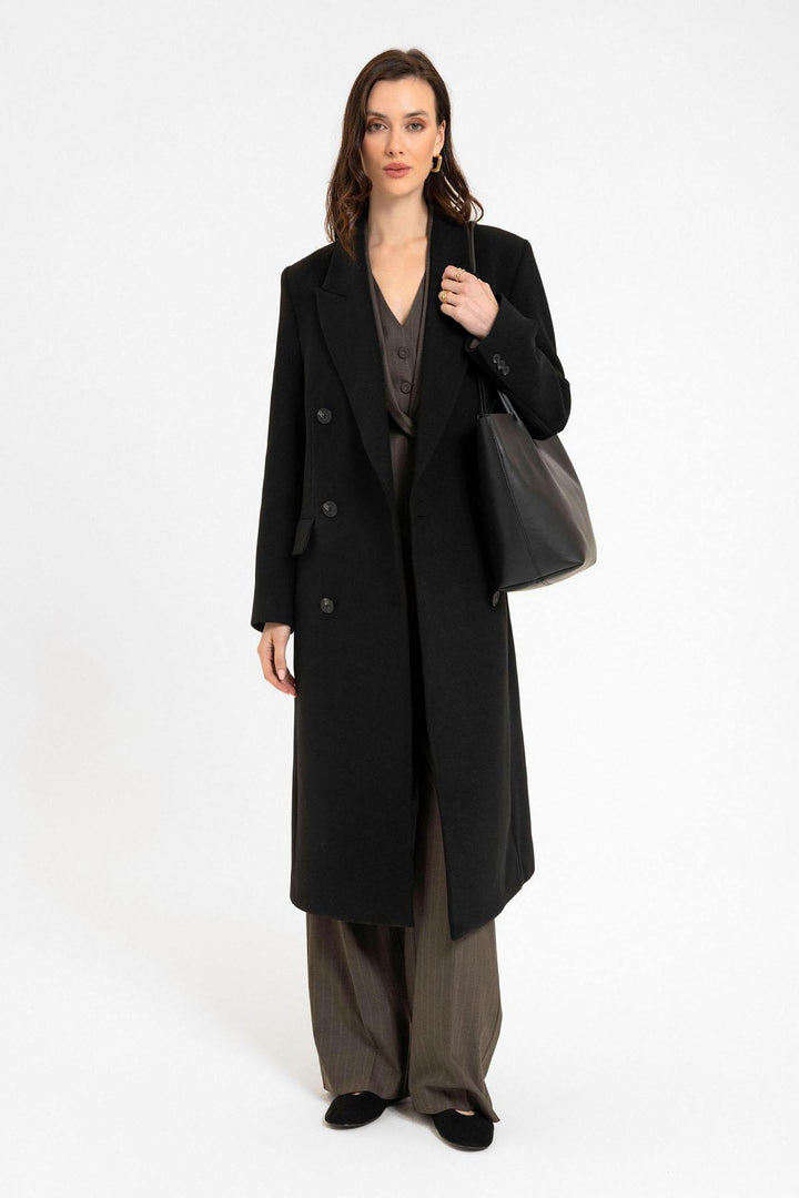 ANT Antioch Black Women's Wrap Long Coat - Acton