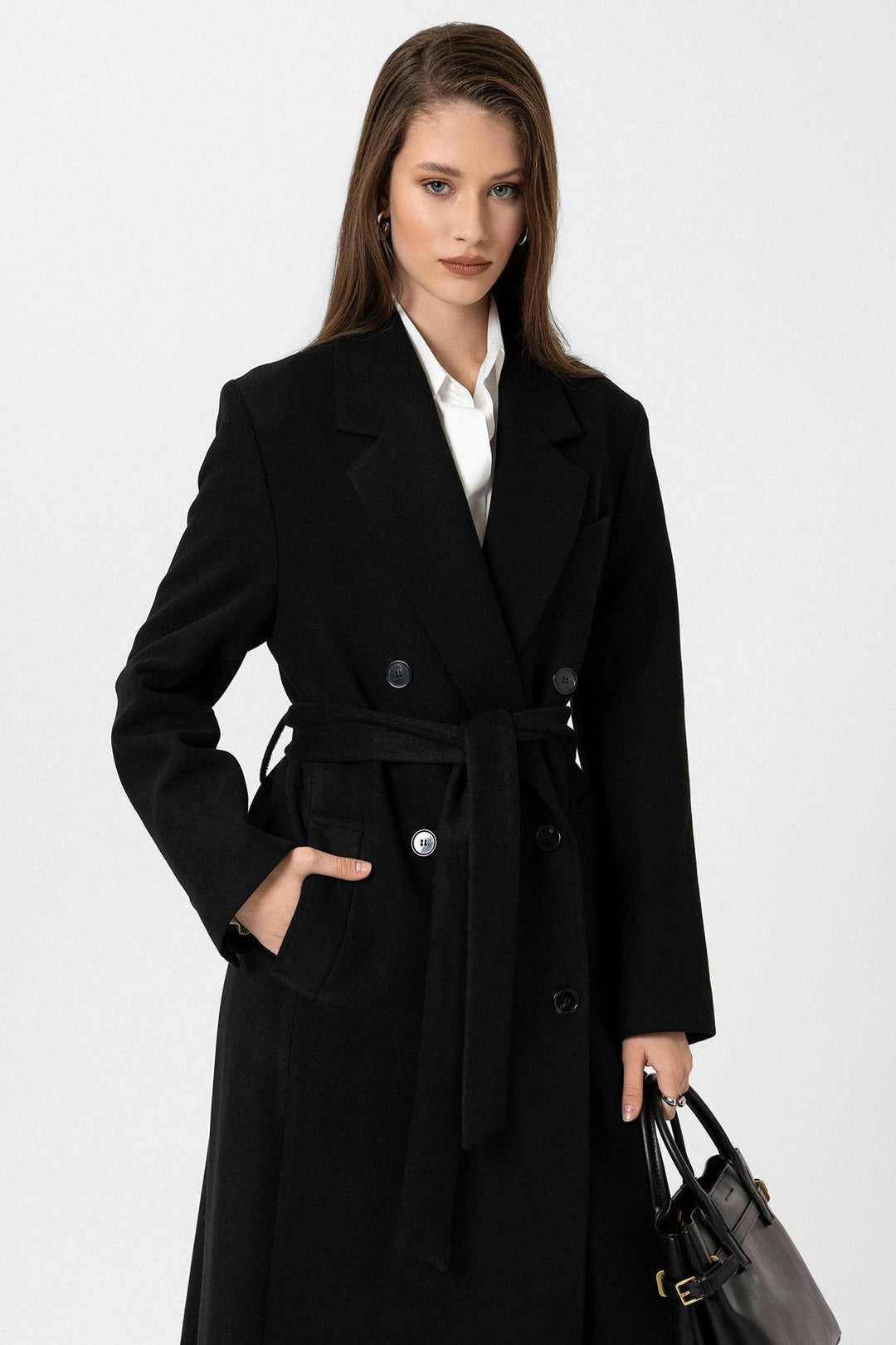 ANT Antioch Black Women's Belted Wrap Coat - Collado-Villalba