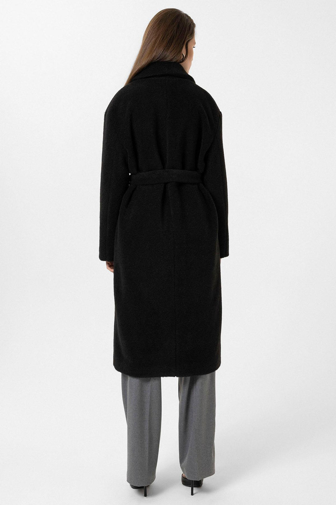 ANT Antioch Black Women's Belted Soft Textured Coat - Pico Rivera
