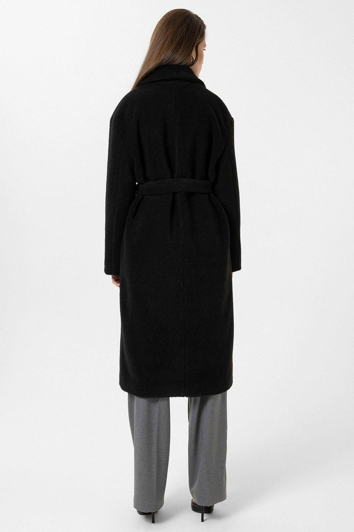 ANT Antioch Black Women's Belted Soft Textured Coat - Pico Rivera