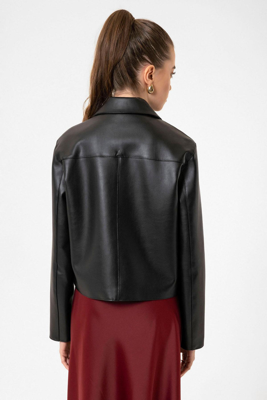 ANT Antioch Black Women's Faux Leather Jacket with Polo Neck - Iguala de la Independencia