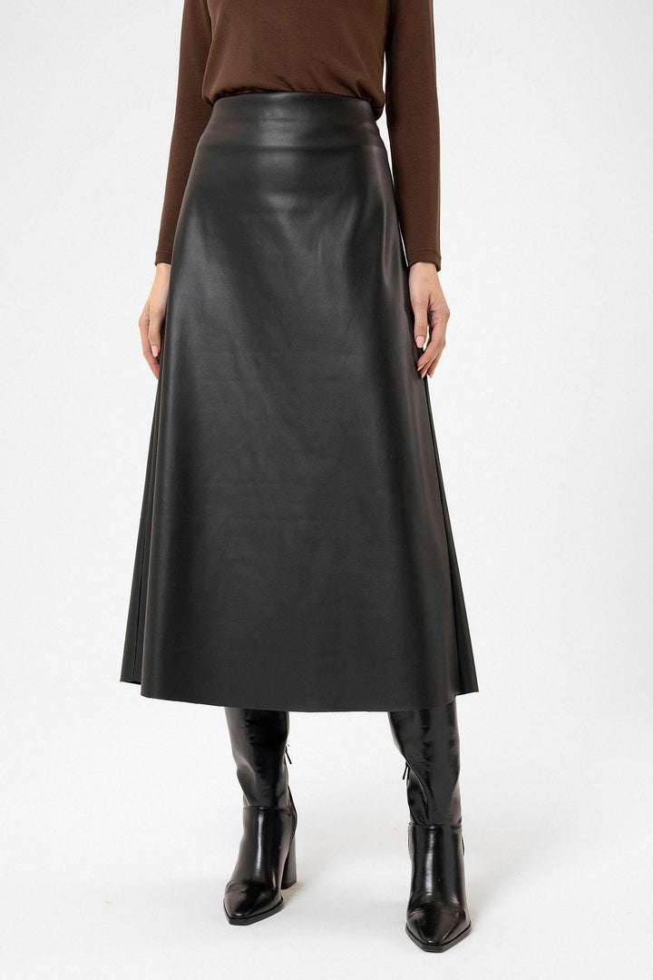 ANT Antioch Black Faux Leather Midi Skirt - Vélez-Málaga