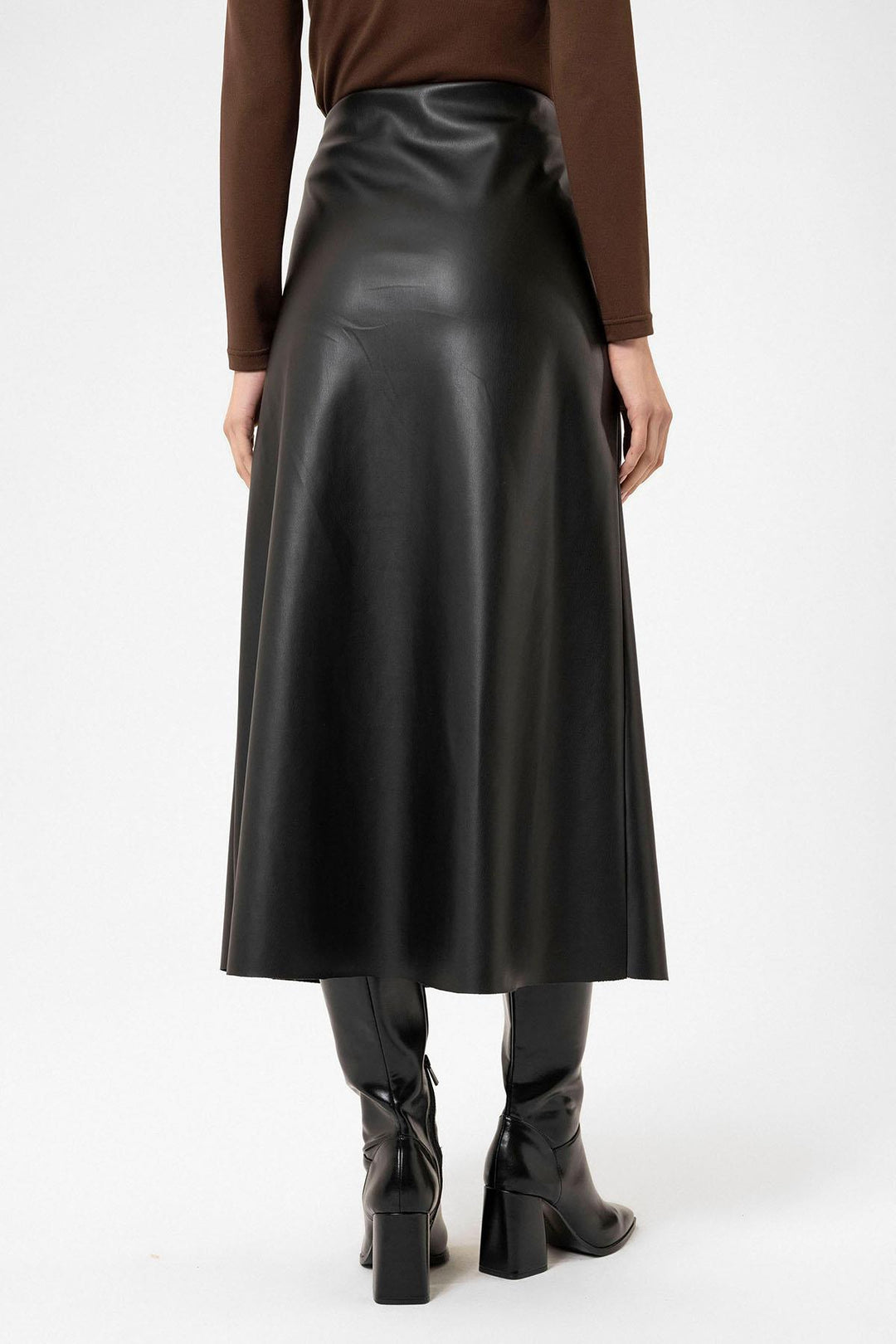 ANT Antioch Black Faux Leather Midi Skirt - Vélez-Málaga