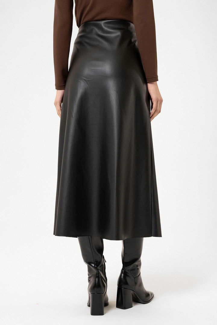 ANT Antioch Black Faux Leather Midi Skirt - Vélez-Málaga