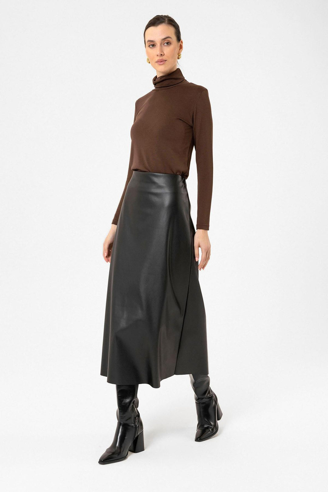 ANT Antioch Black Faux Leather Midi Skirt - Vélez-Málaga