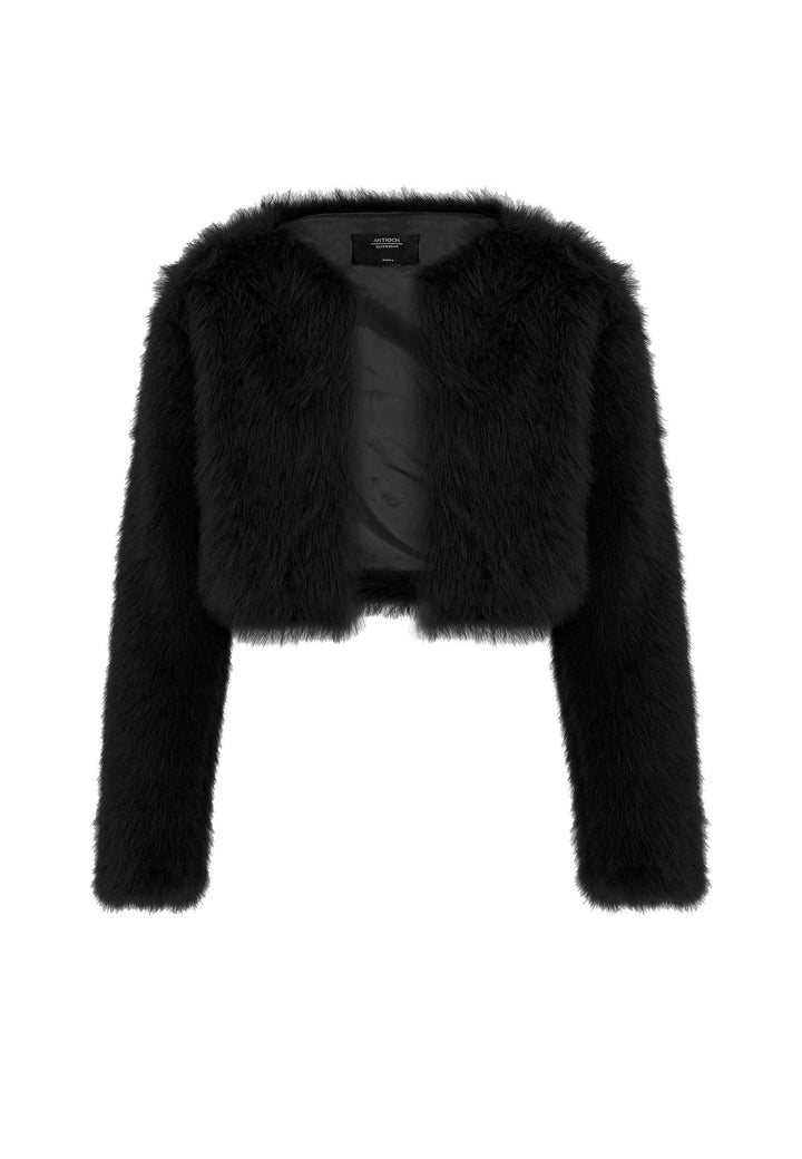ANT Antioch Black Women's Faux Fur Crop Jacket - Prairieville