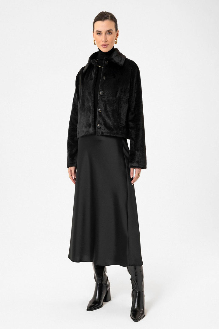 ANT Antioch Black Women's Faux Fur Crop Jacket - Charleroi