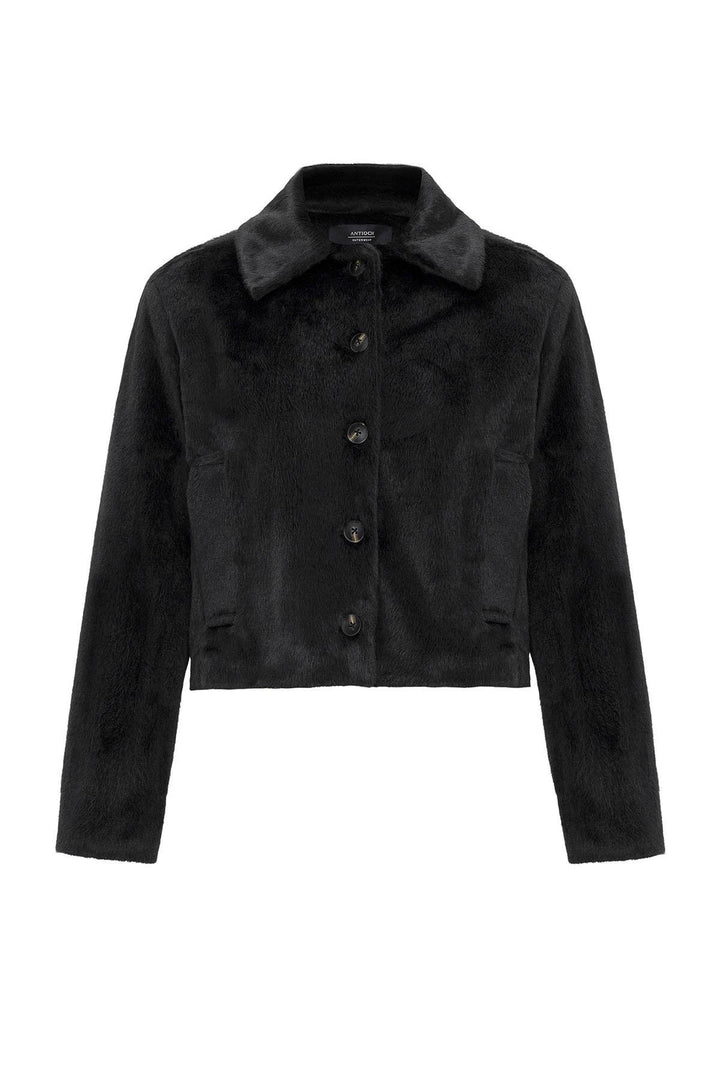 ANT Antioch Black Women's Faux Fur Crop Jacket - Charleroi