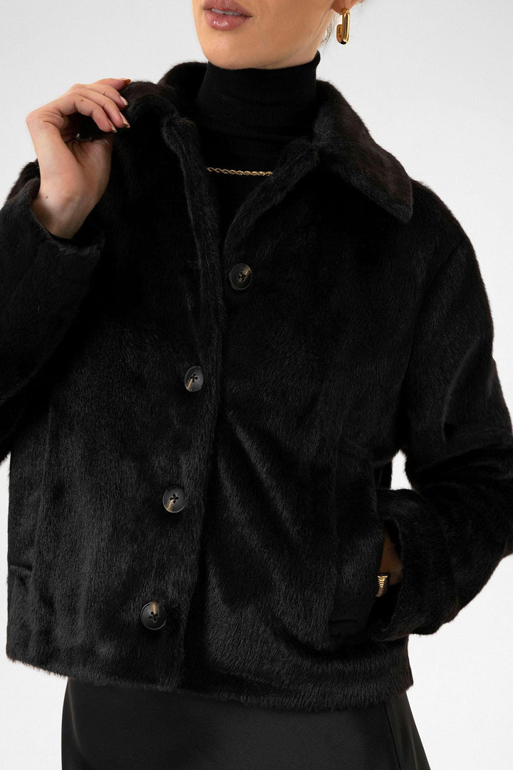 ANT Antioch Black Women's Faux Fur Crop Jacket - Charleroi