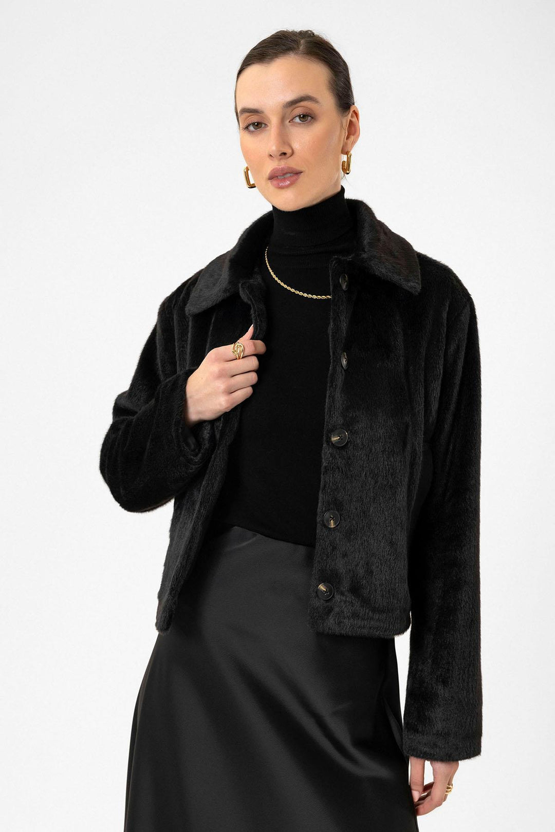 ANT Antioch Black Women's Faux Fur Crop Jacket - Charleroi