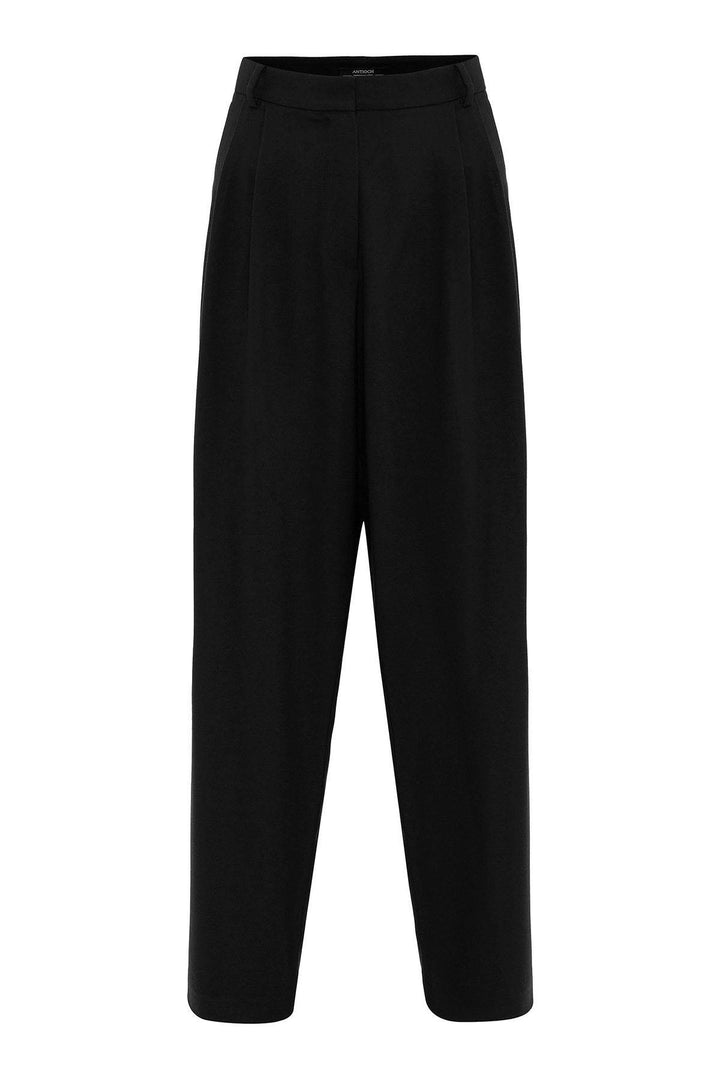 ANT Antioch Siyah Kadın Yüksek Bel Pens Detaylı Straight Fit Pantolon - Seaside