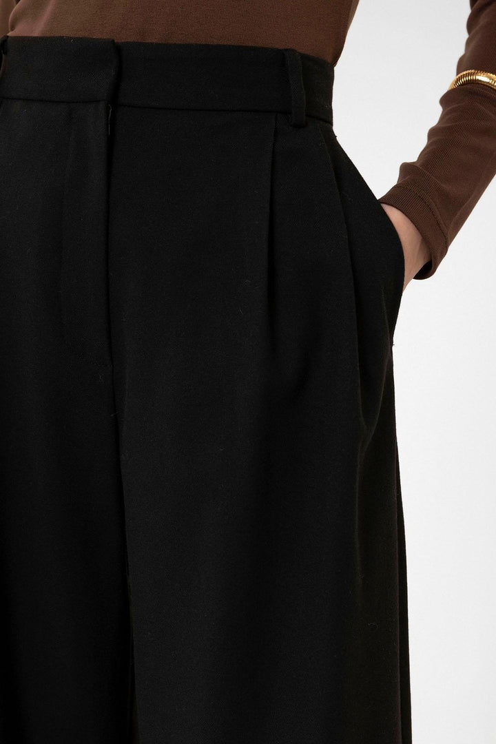 ANT Antioch Siyah Kadın Yüksek Bel Pens Detaylı Straight Fit Pantolon - Seaside
