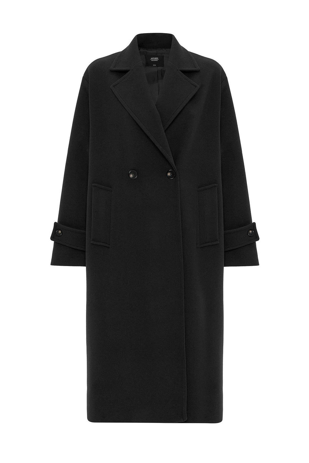 ANT Antioch Black Soft Textured Oversized Wrap Coat - Pomezia