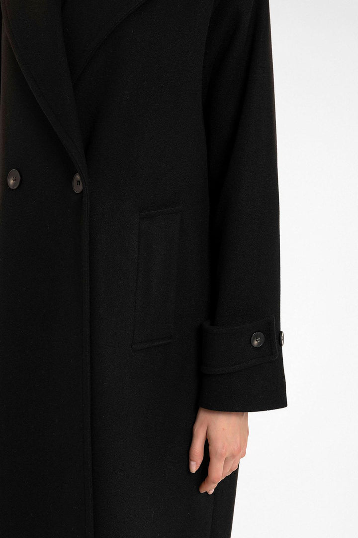 ANT Antioch Black Soft Textured Oversized Wrap Coat - Pomezia
