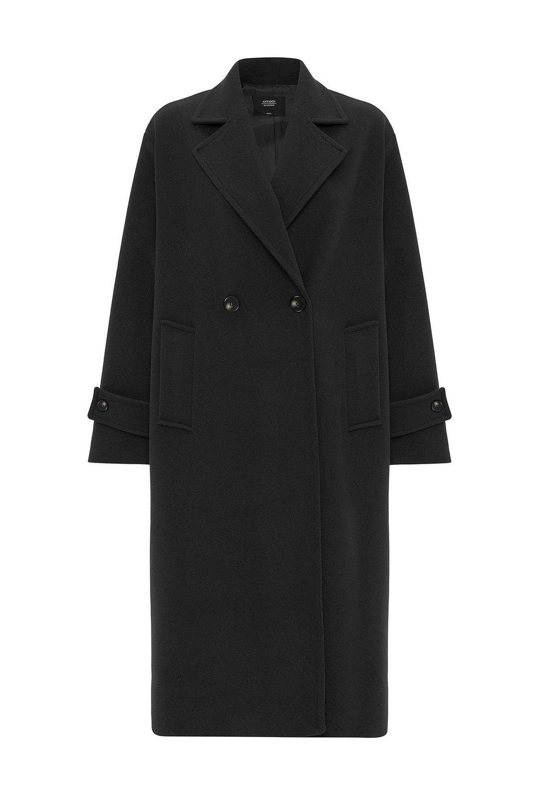 ANT Antioch Black Soft Textured Oversized Wrap Coat - Pomezia