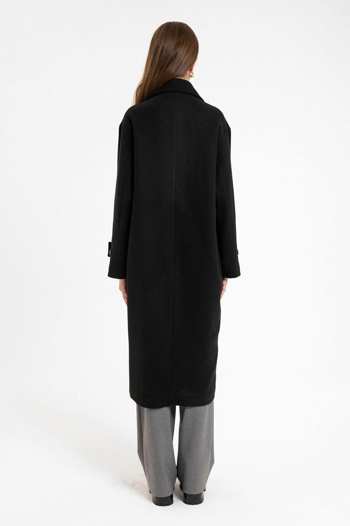 ANT Antioch Black Soft Textured Oversized Wrap Coat - Pomezia
