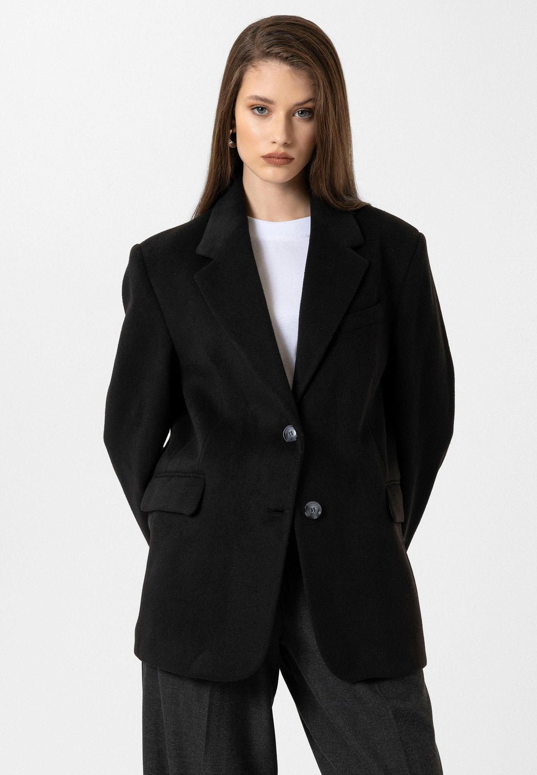 ANT Antioch Black Women's Wool Blend Blazer Jacket - Cologno Monzese