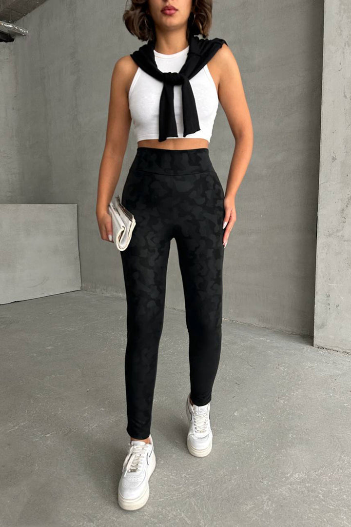 Black Camouflage Patterned Leggings BCHN-2526638 - Maravatío de Ocampo