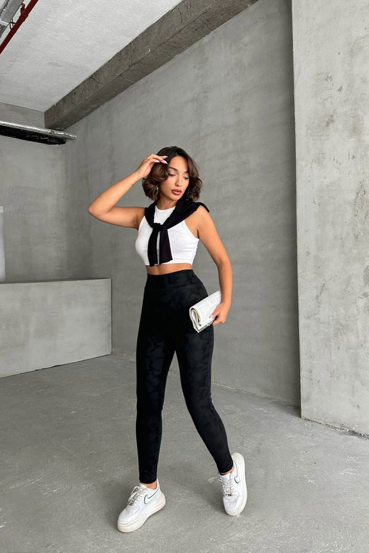 Black Camouflage Patterned Leggings BCHN-2526638 - Maravatío de Ocampo