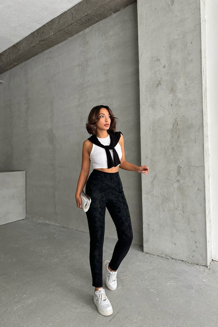 Black Camouflage Patterned Leggings BCHN-2526638 - Maravatío de Ocampo