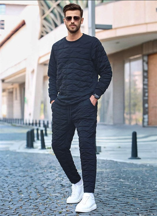 MDX Black Quilted Patterned Tracksuit 5907 - Campeche