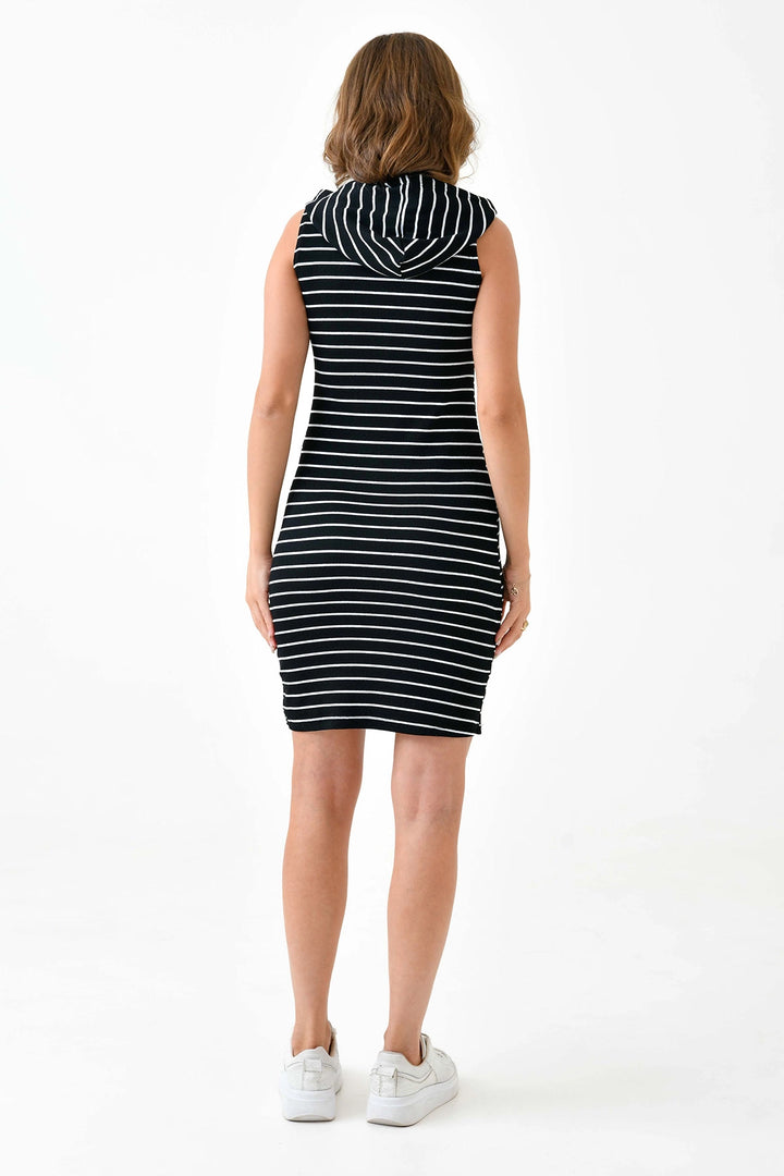 Black Hooded Striped Jumpsuit BC25PKN11 - Keighley