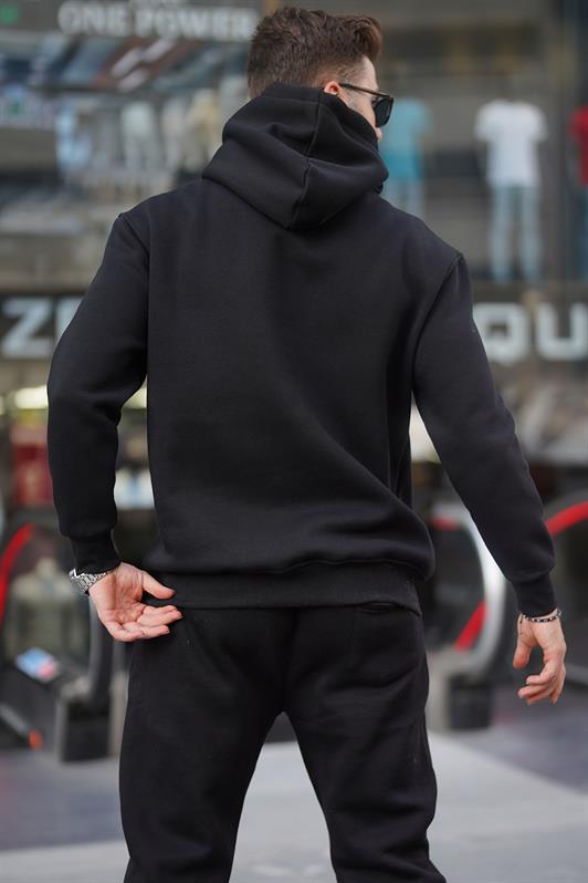 MDX Black Hooded Button Detail Sweatshirt 6150 - Chelmsford