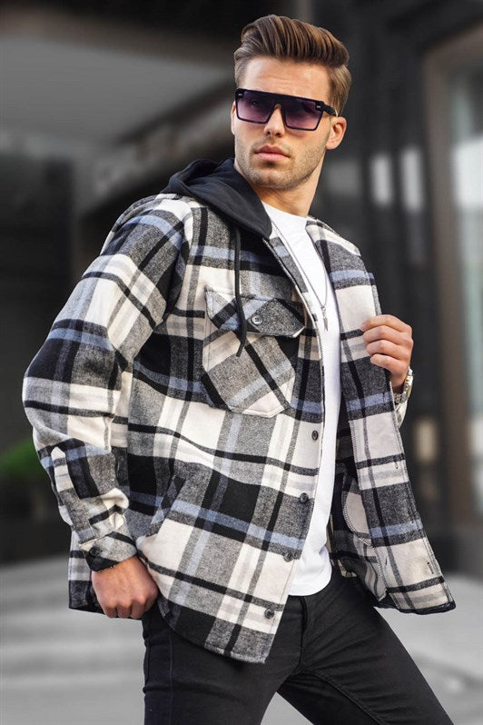 MDX Black Hooded Plaid Lumberjack Shirt 5577 - Rivoli