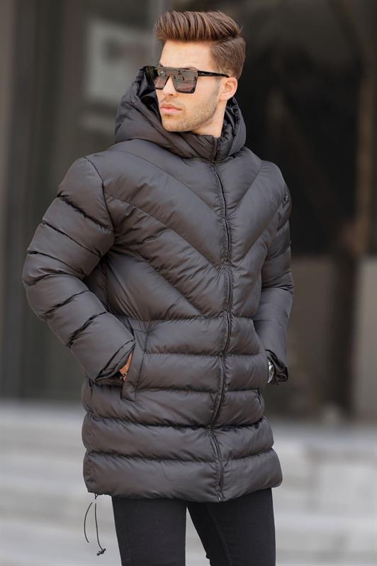 MDX Black Hooded Men's Puffer Jacket 6803 - Caerdydd