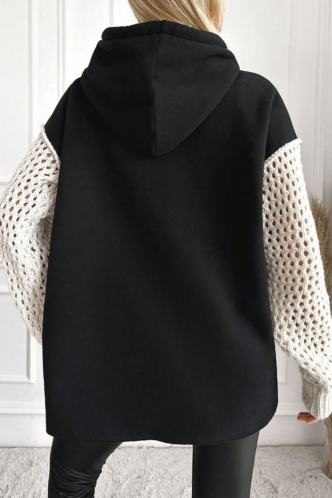 Black Hooded Arms Knitted 3 Yarn Sweatshirt BC24YG154Y - Juárez
