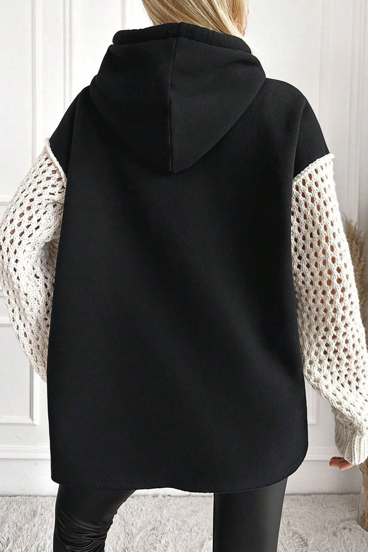 Black Hooded Arms Knitted 3 Yarn Sweatshirt BC24YG154Y - Juárez