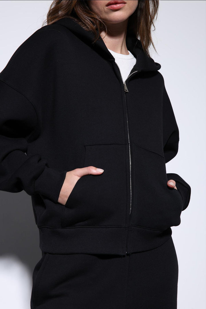 ANT Antioch Siyah Kapüşonlu Sweatshirt Kadın Eşofman Takım - Atotonilco el Alto