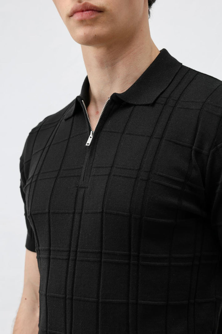 ANT Antioch Siyah Kareli Desenli Erkek Triko T-Shirt - Braşov