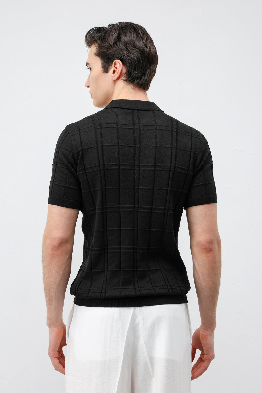 ANT Antioch Siyah Kareli Desenli Erkek Triko T-Shirt - Braşov